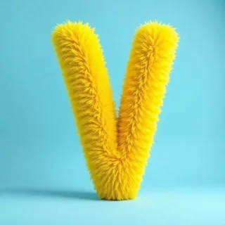 Yellow fur — letter V