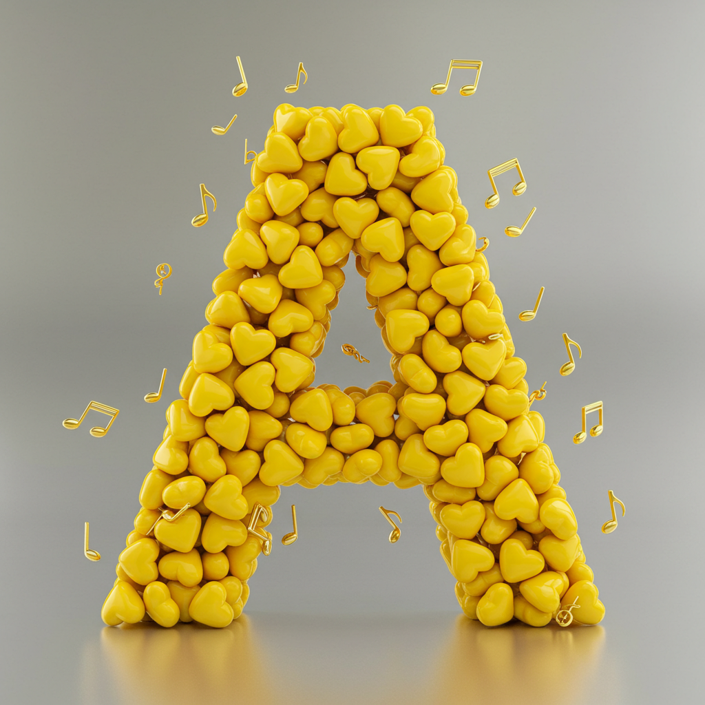 Yellow hearts — letter A