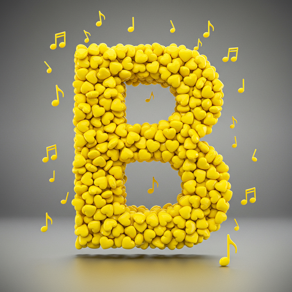 Yellow hearts — letter B (variant 2)