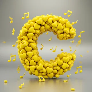 Yellow hearts — letter C