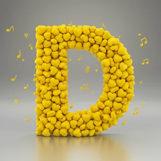 Yellow hearts — letter D