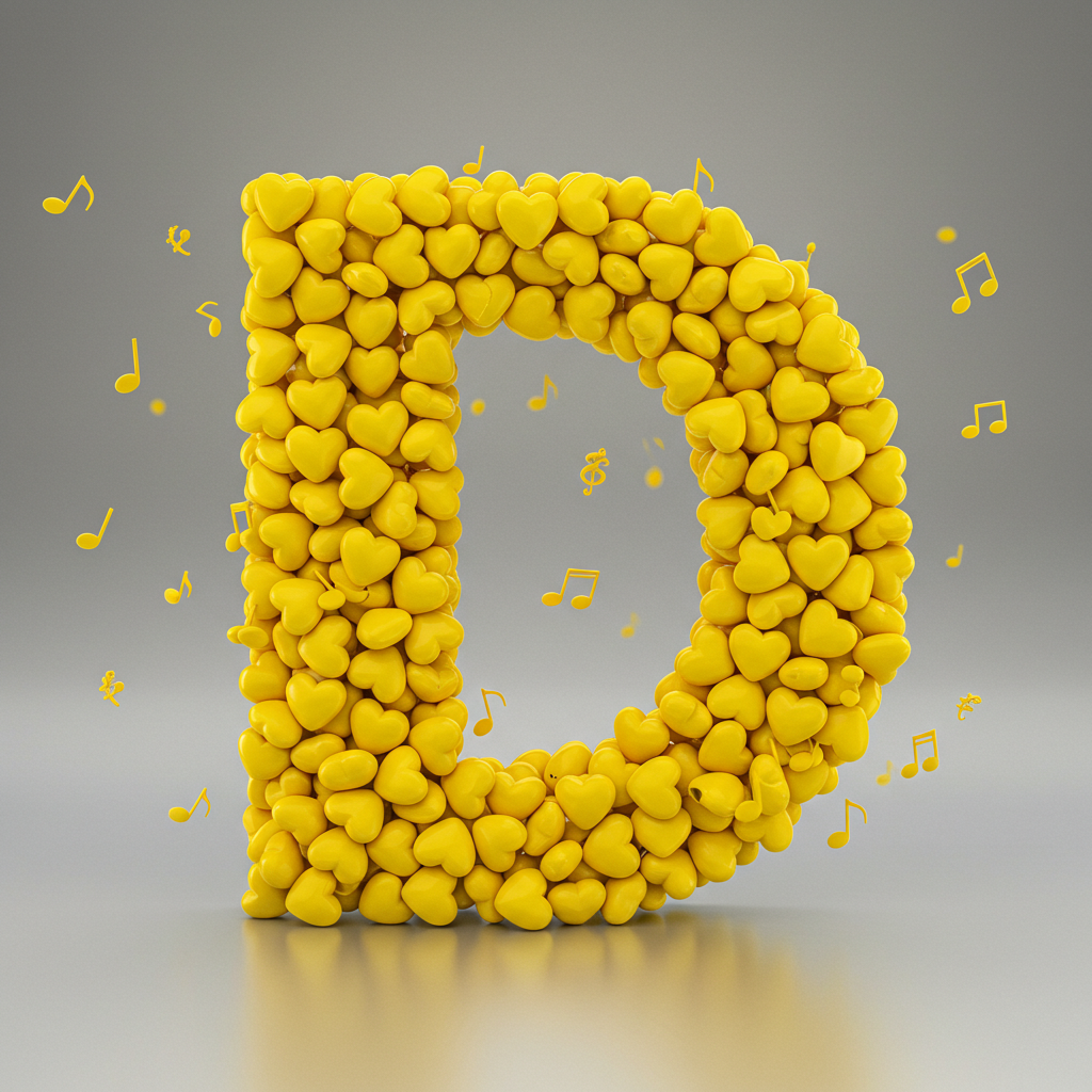 Yellow hearts — letter D