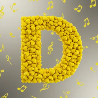 Yellow hearts — letter D (variant 2)