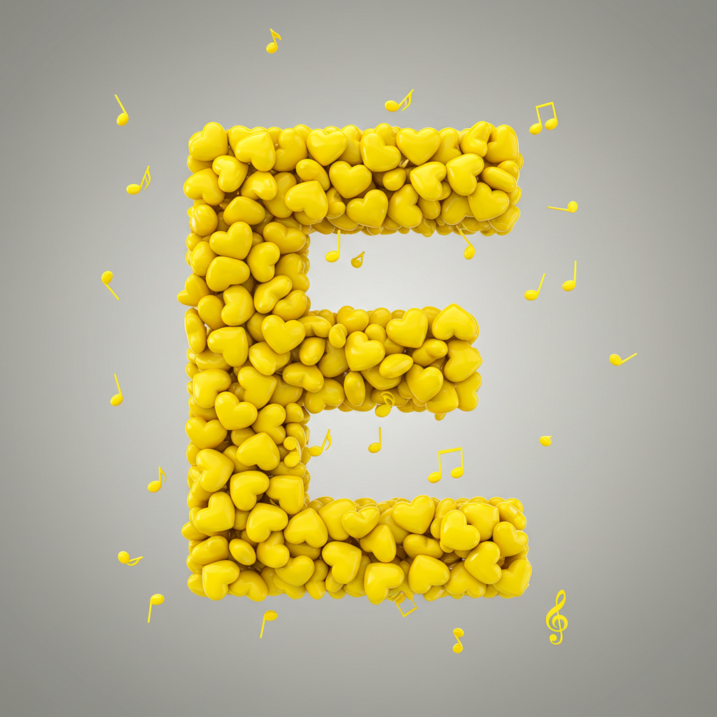Yellow hearts — letter E