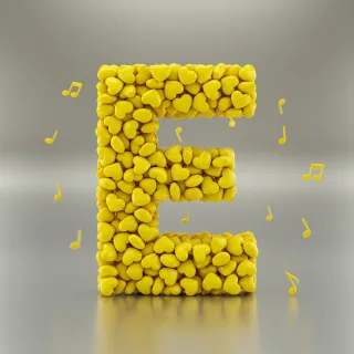 Yellow hearts — letter E (variant 2)