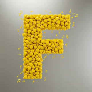 Yellow hearts — letter F