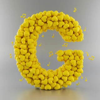 Yellow hearts — letter G