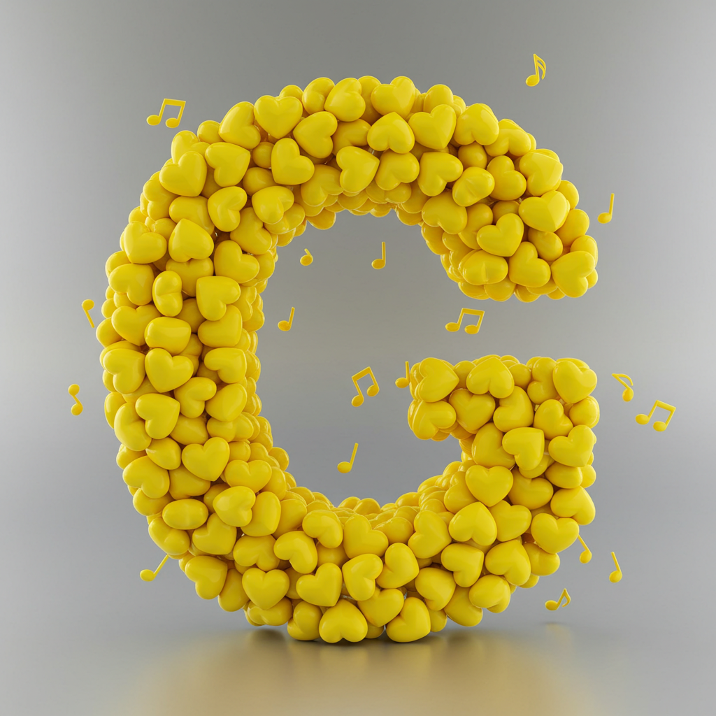 Yellow hearts — letter G