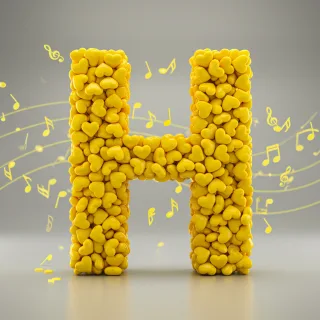 Yellow hearts — letter H