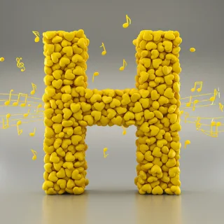 Yellow hearts — letter H (variant 2)