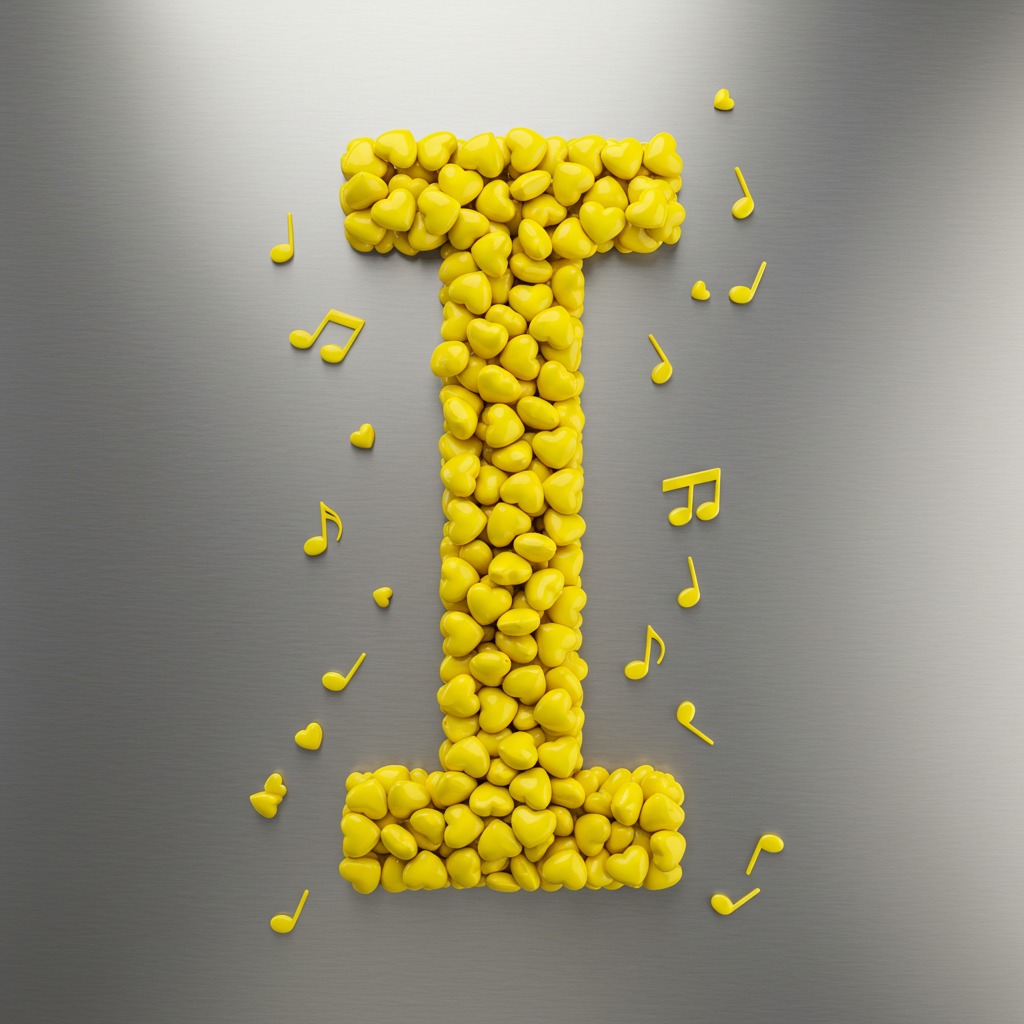 Yellow hearts — letter I