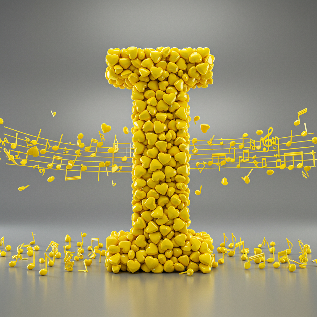 Yellow hearts — letter I (variant 2)