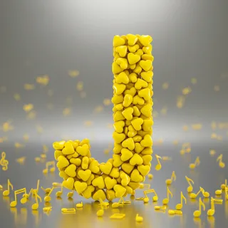 Yellow hearts — letter J (variant 2)