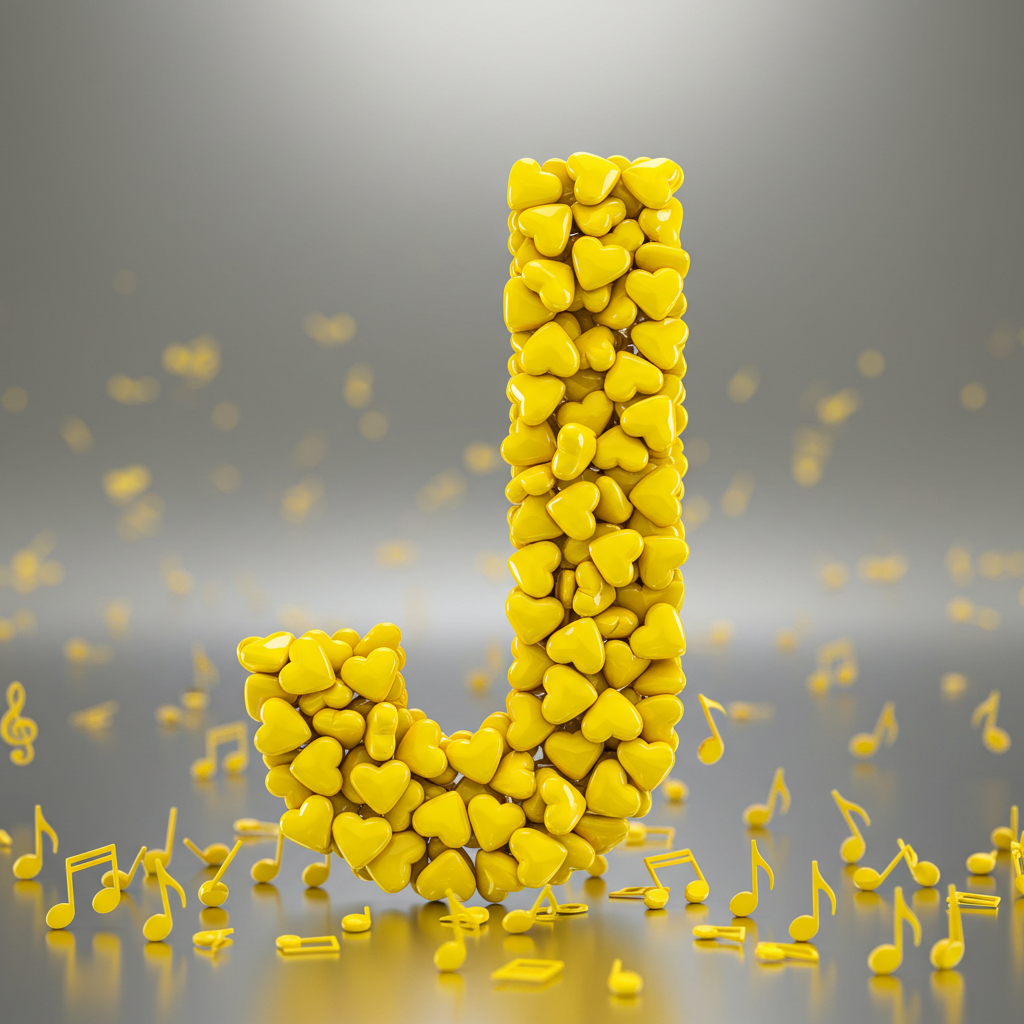 Yellow hearts — letter J (variant 2)
