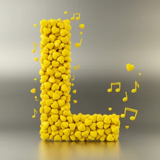Yellow hearts — letter L