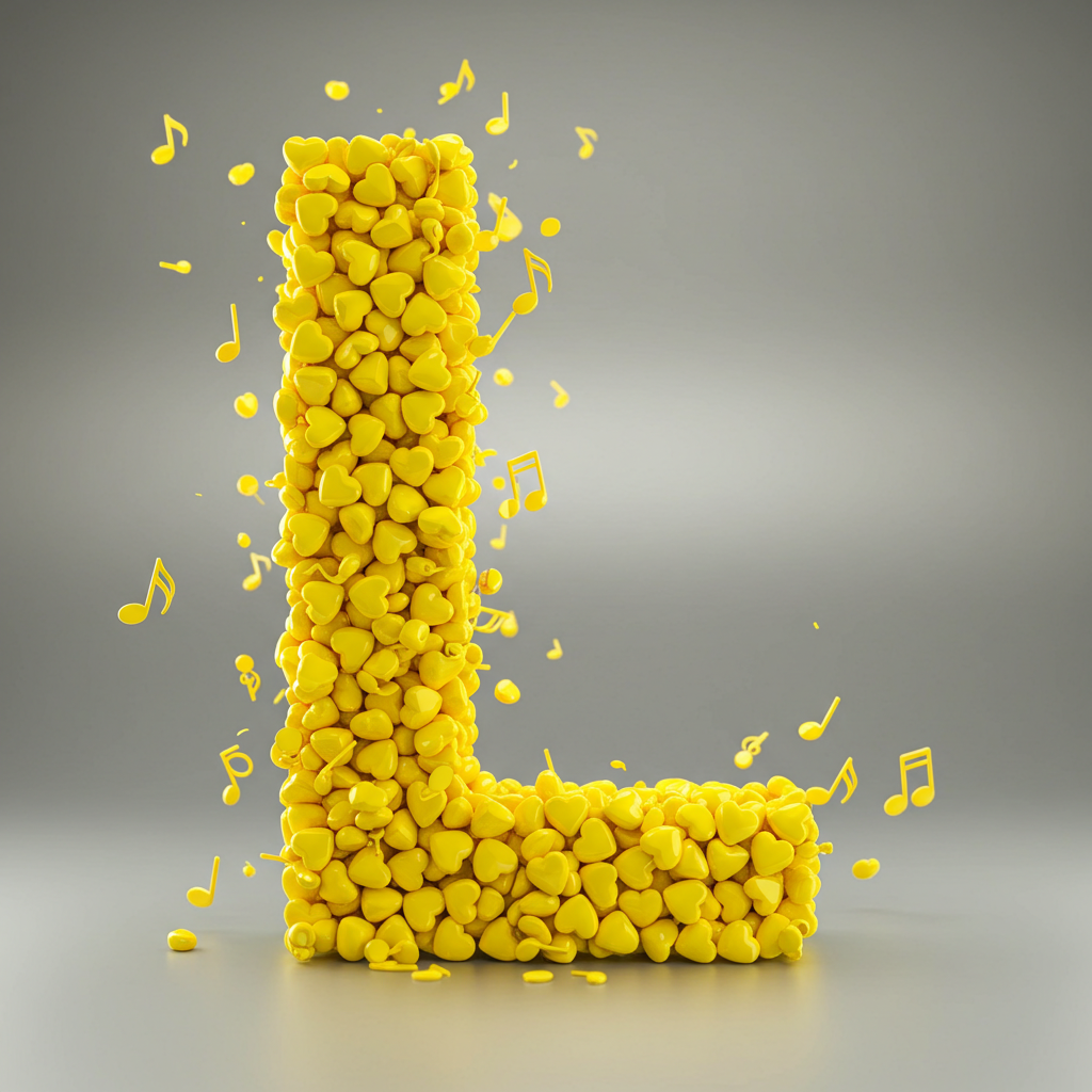 Yellow hearts — letter L (variant 2)
