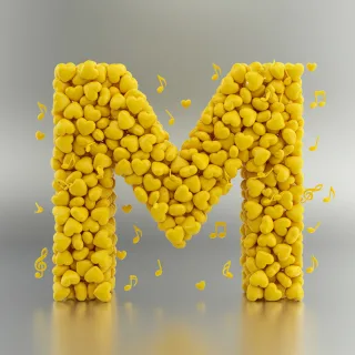Yellow hearts — letter M