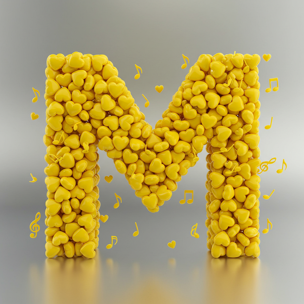 Yellow hearts — letter M