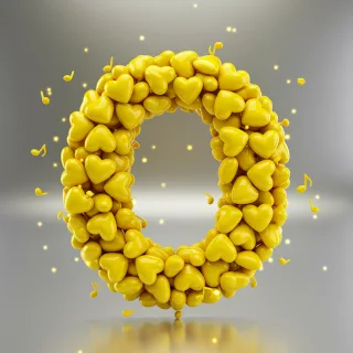 Yellow hearts — letter O (variant 2)