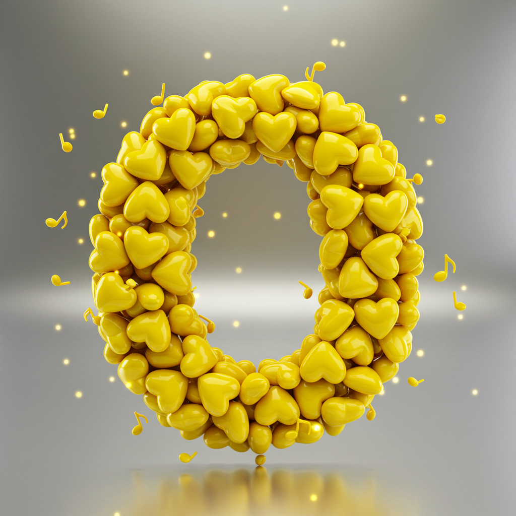 Yellow hearts — letter O (variant 2)