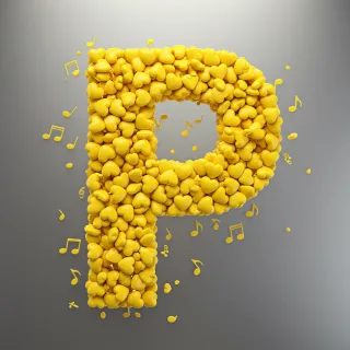 Yellow hearts — letter P (variant 2)