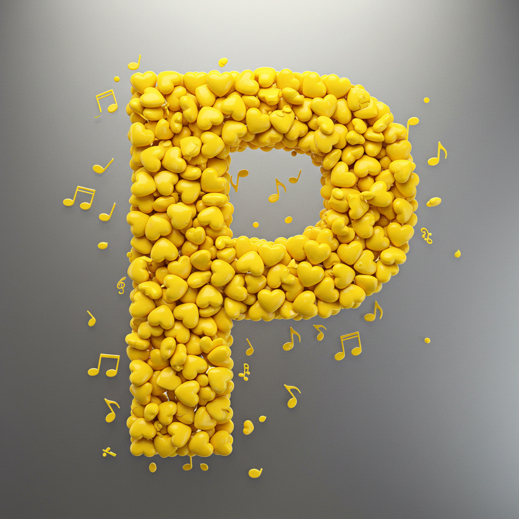 Yellow hearts — letter P (variant 2)