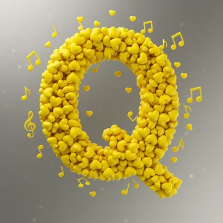Yellow hearts — letter Q