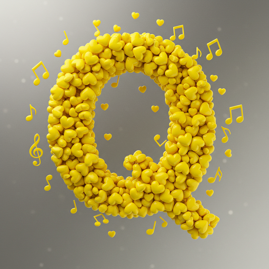 Yellow hearts — letter Q
