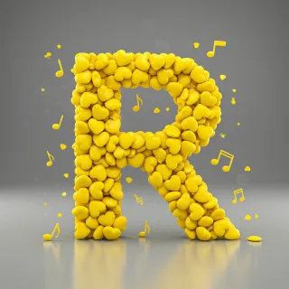 Yellow hearts — letter R