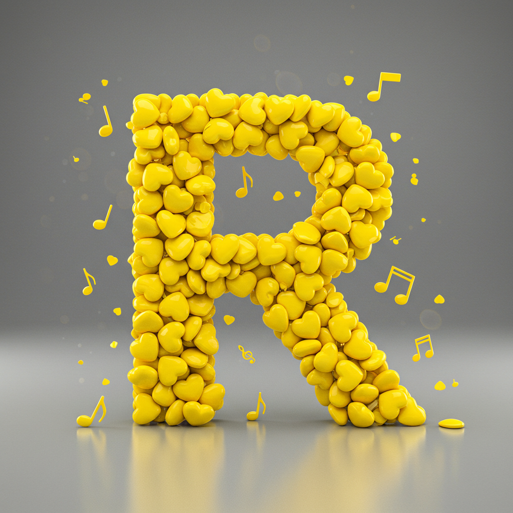 Yellow hearts — letter R