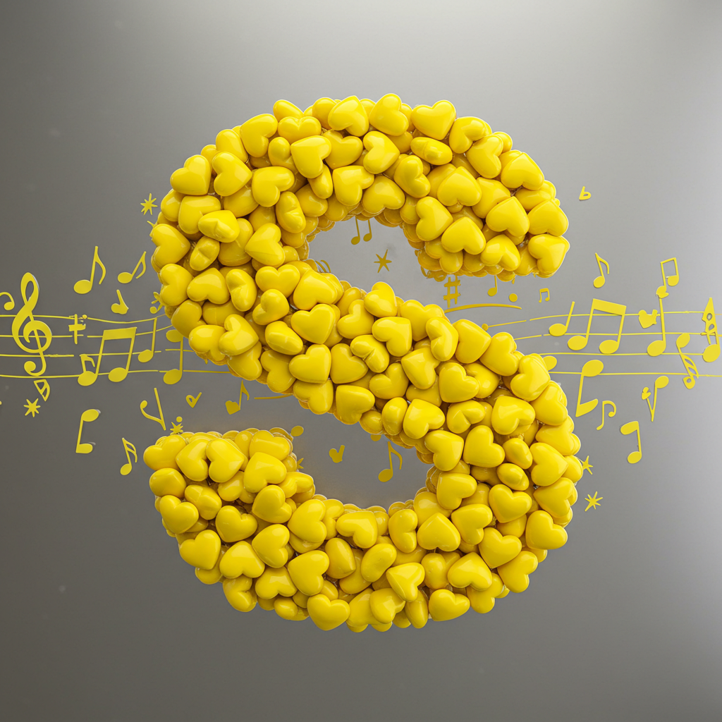 Yellow hearts — letter S