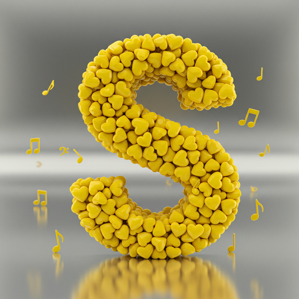 Yellow hearts — letter S (variant 2)