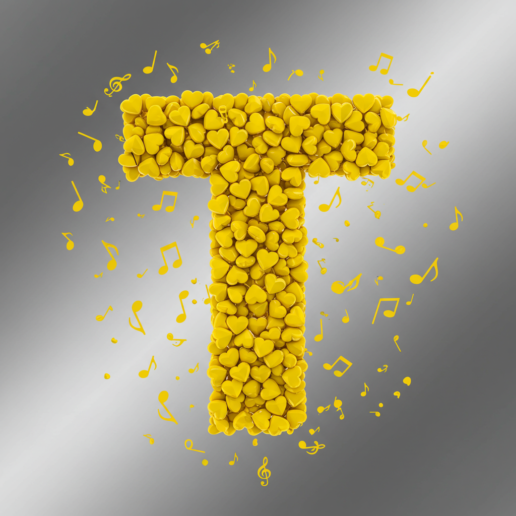 Yellow hearts — letter T (variant 2)