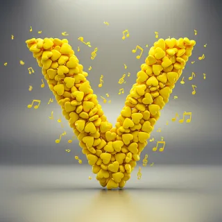 Yellow hearts — letter V (variant 2)