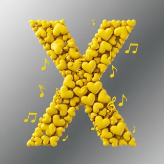 Yellow hearts — letter X