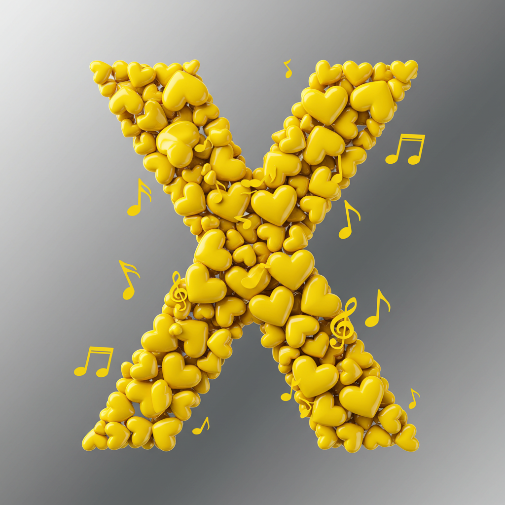 Yellow hearts — letter X