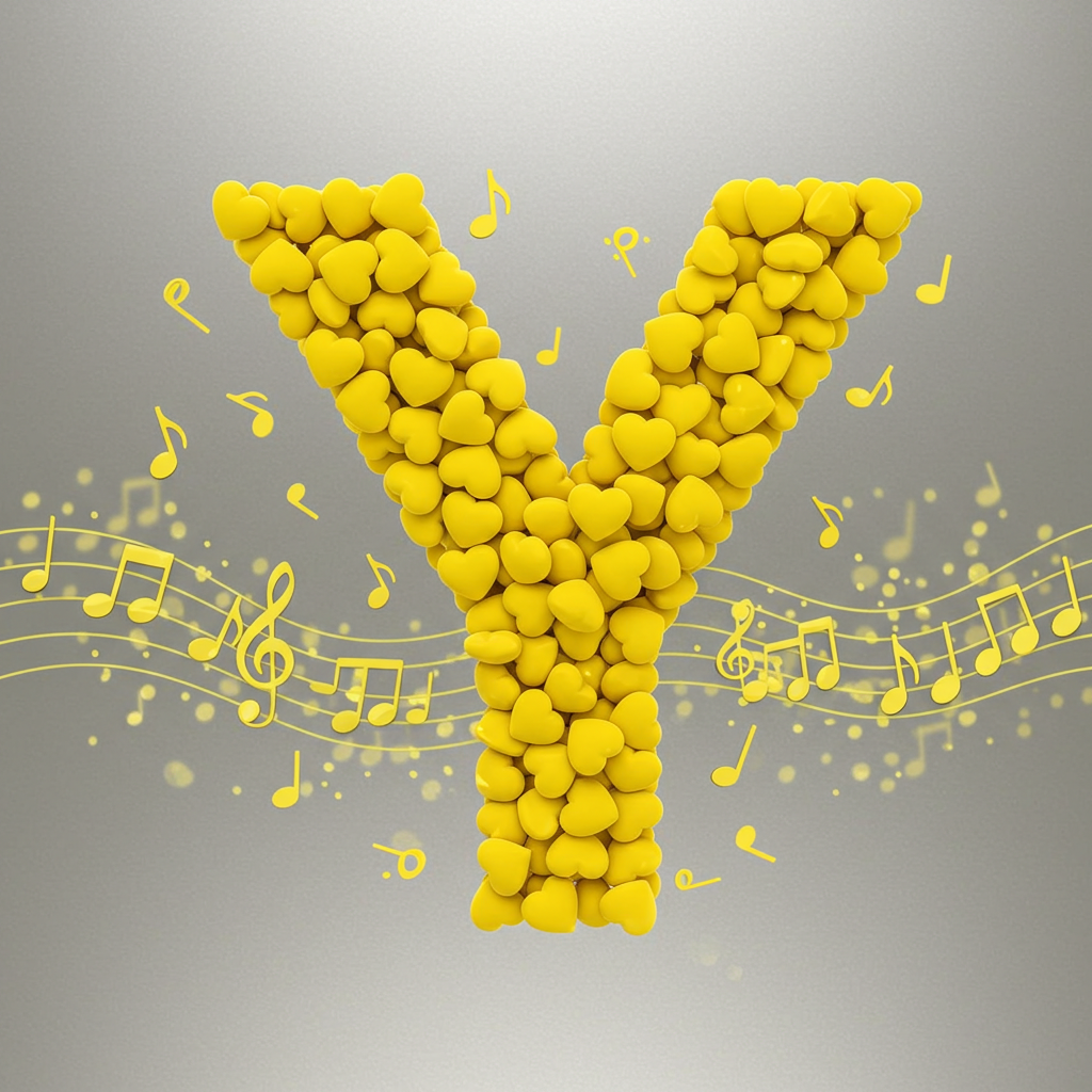 Yellow hearts — letter Y