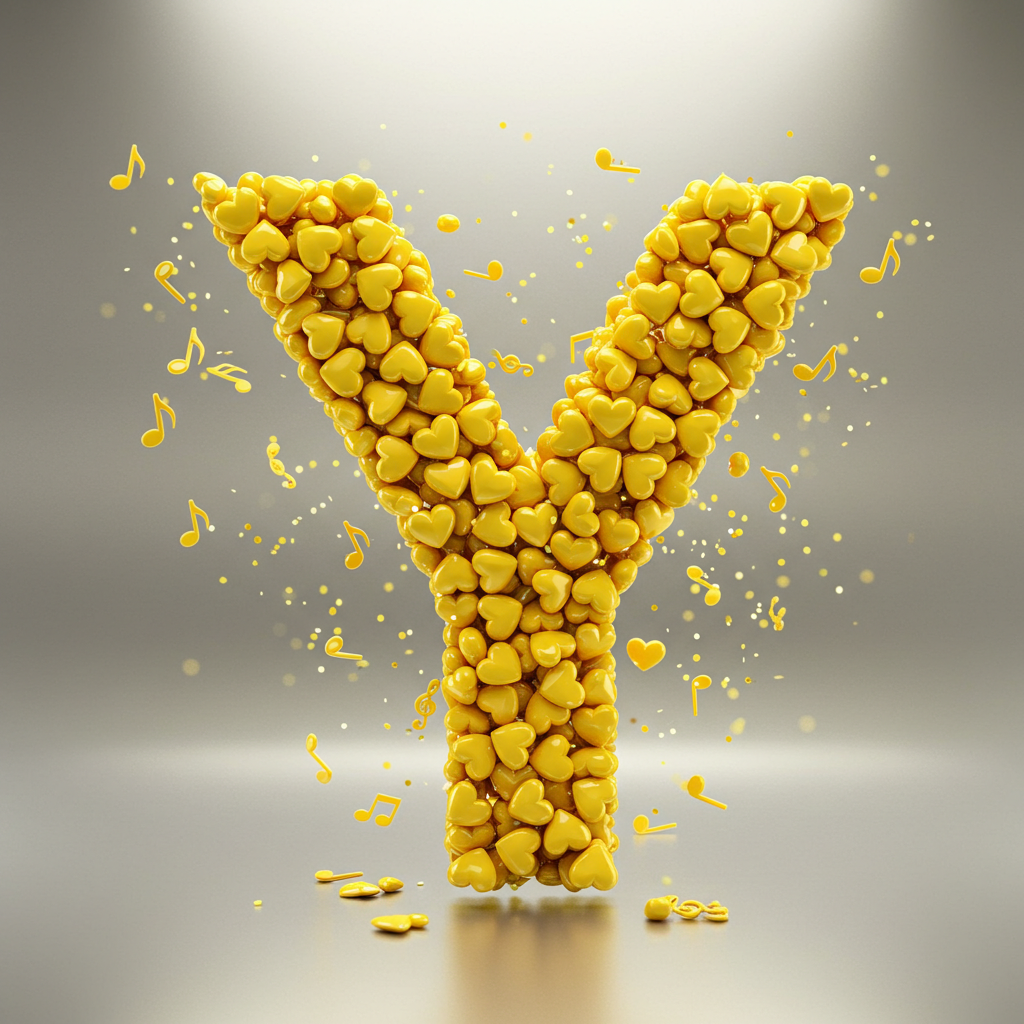 Yellow hearts — letter Y (variant 2)