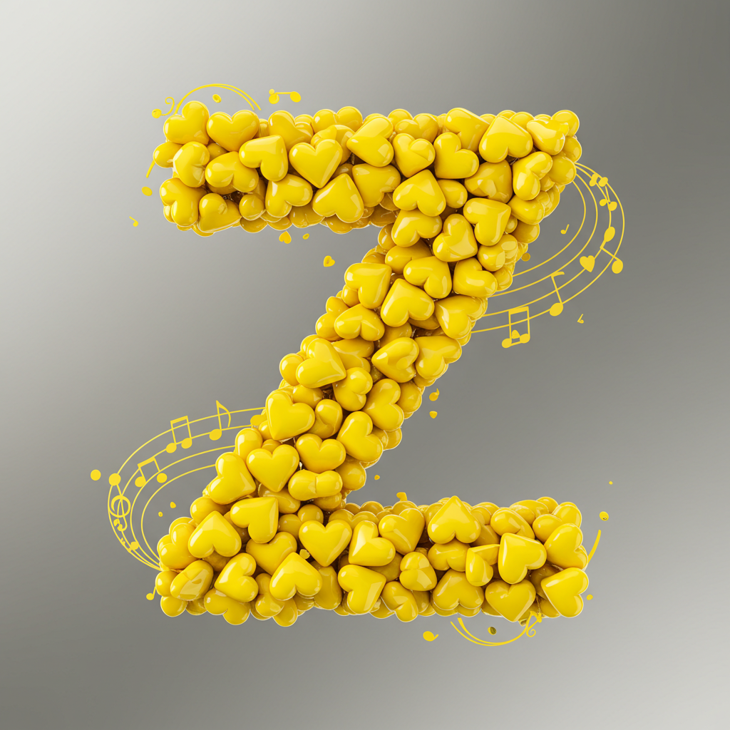 Yellow hearts — letter Z