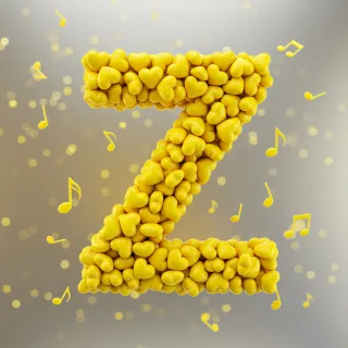Yellow hearts — letter Z (variant 2)