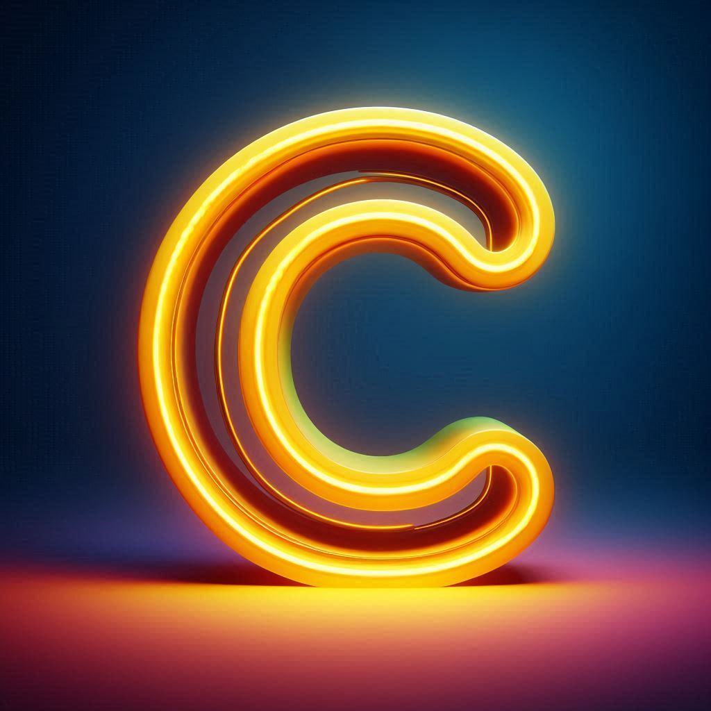 Yellow neon — letter C