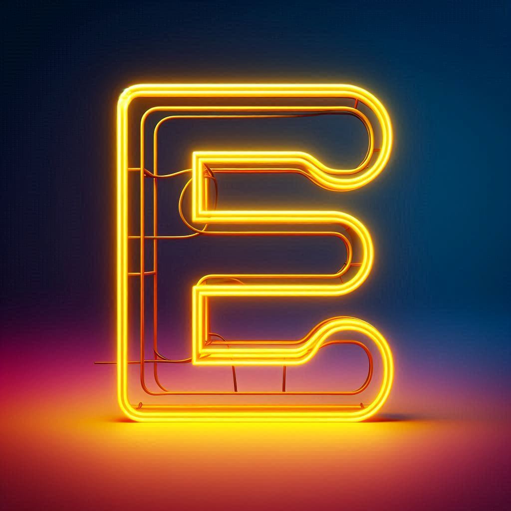 Yellow neon — letter E