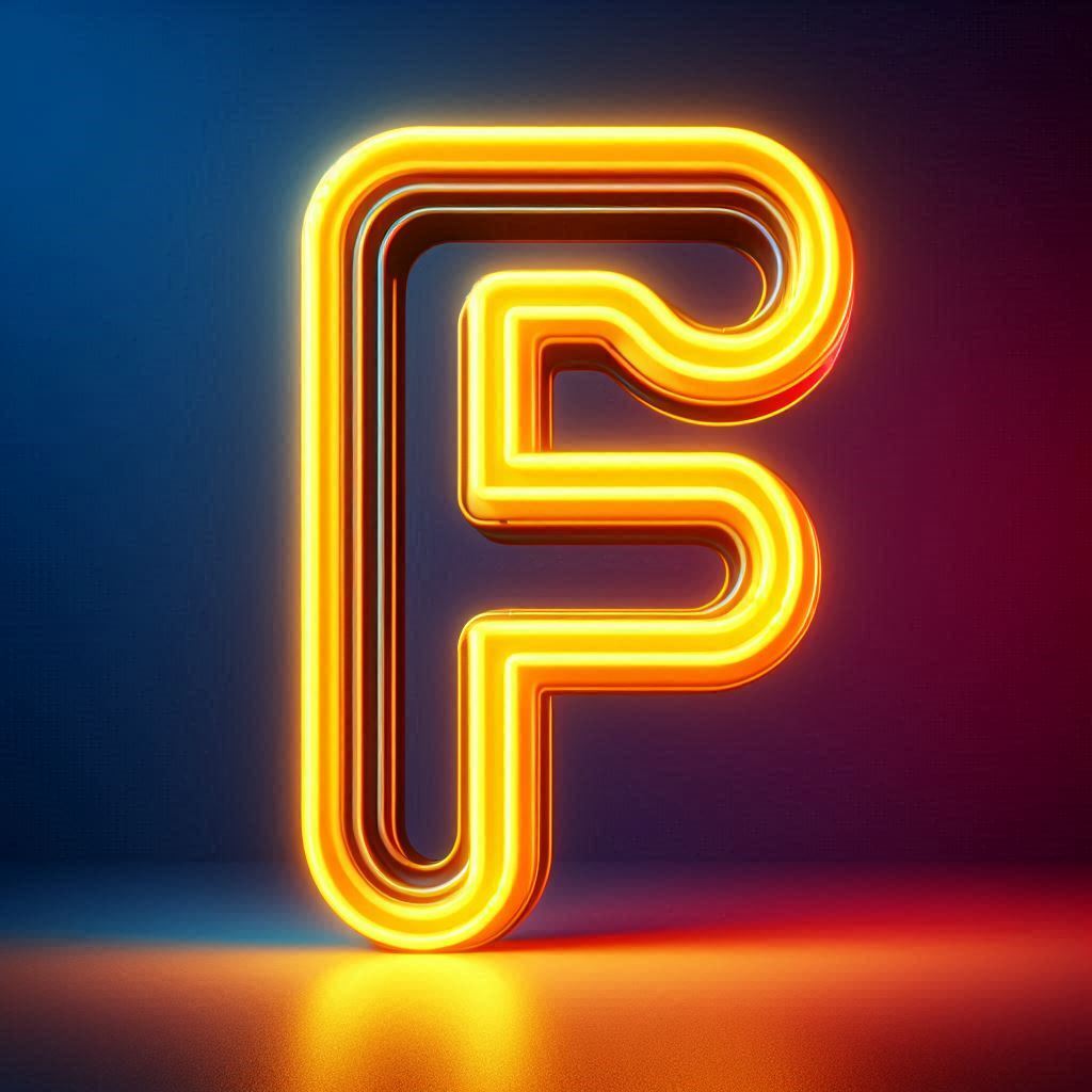 Yellow neon — letter F