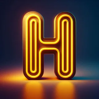 Yellow neon — letter H