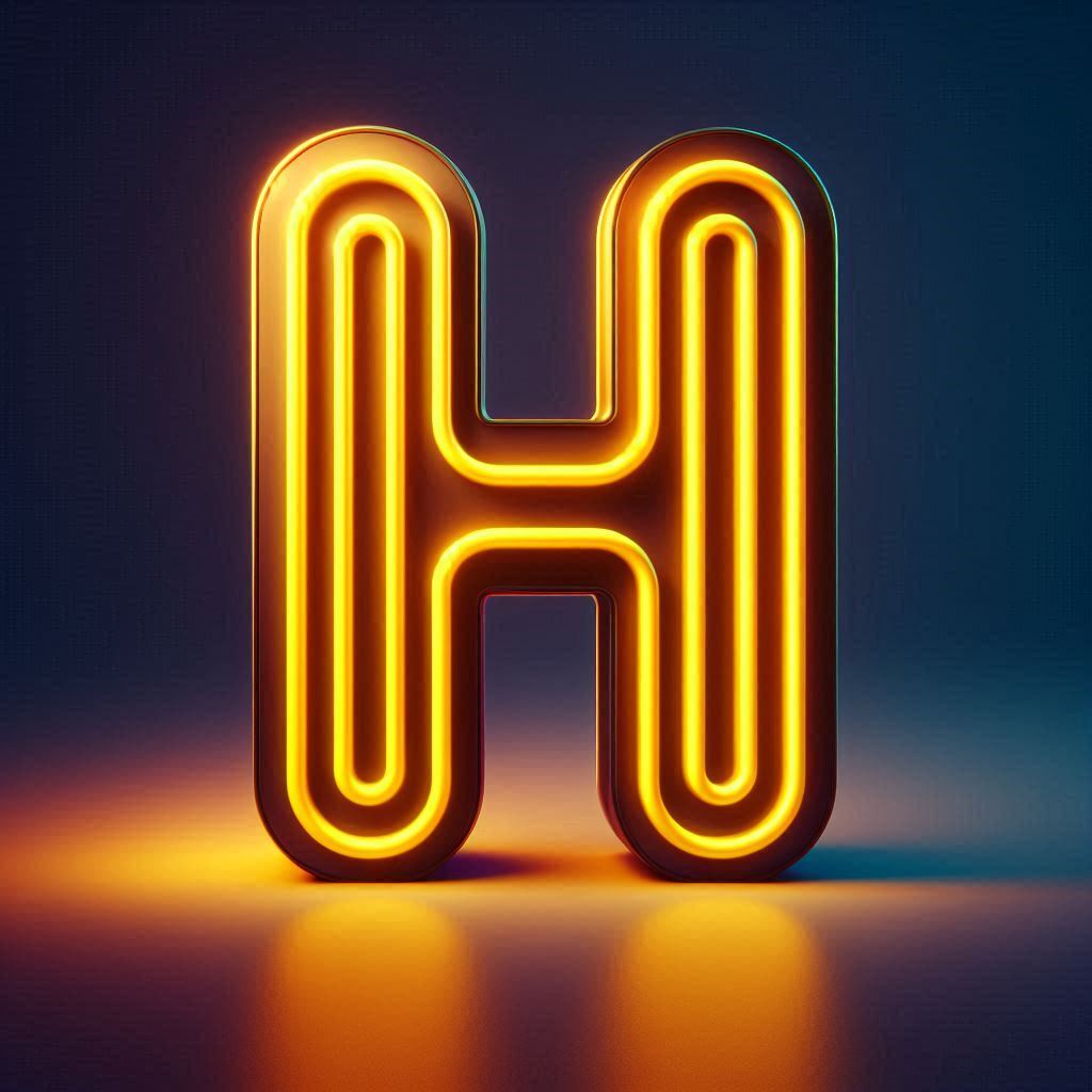 Yellow neon — letter H