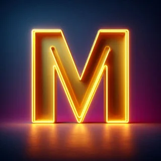 Yellow neon — letter M