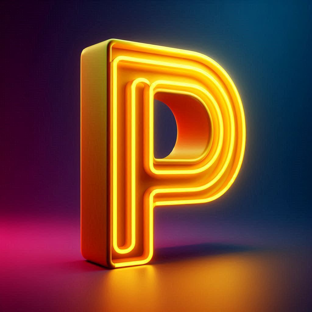 Yellow neon — letter P