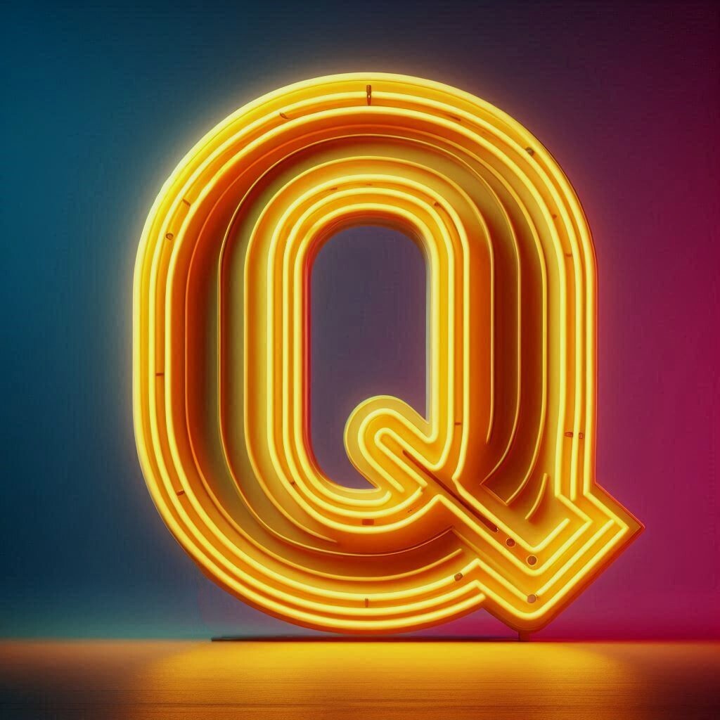 Yellow neon — letter Q
