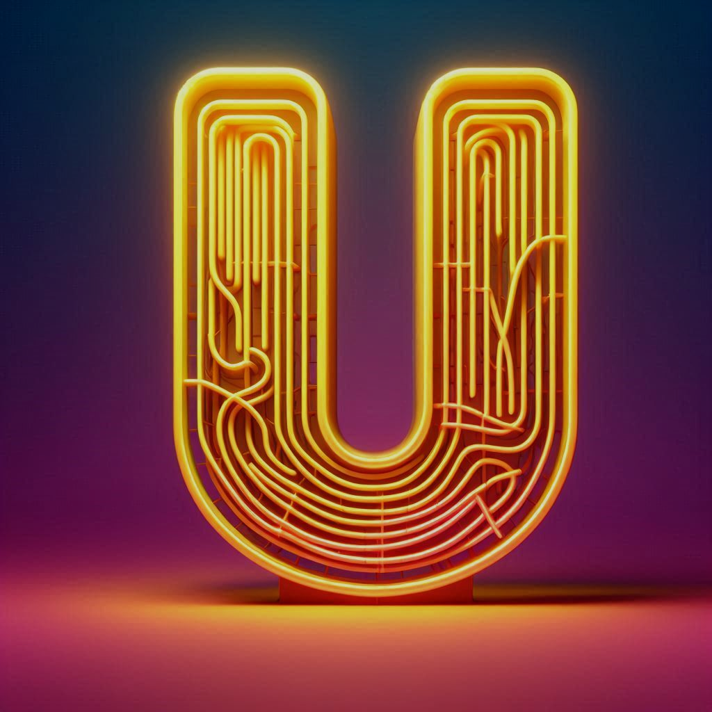Yellow neon — letter U