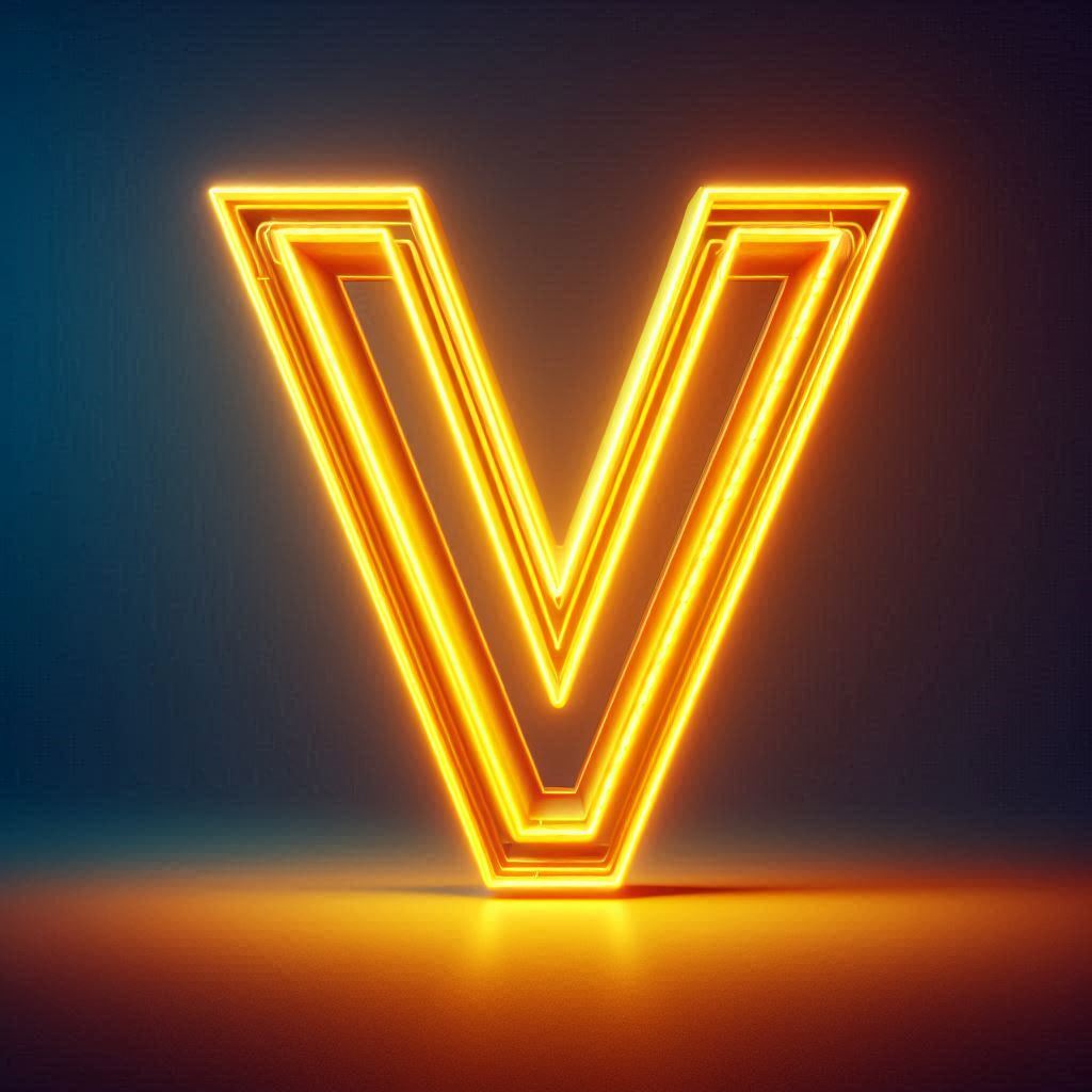 Yellow neon — letter V